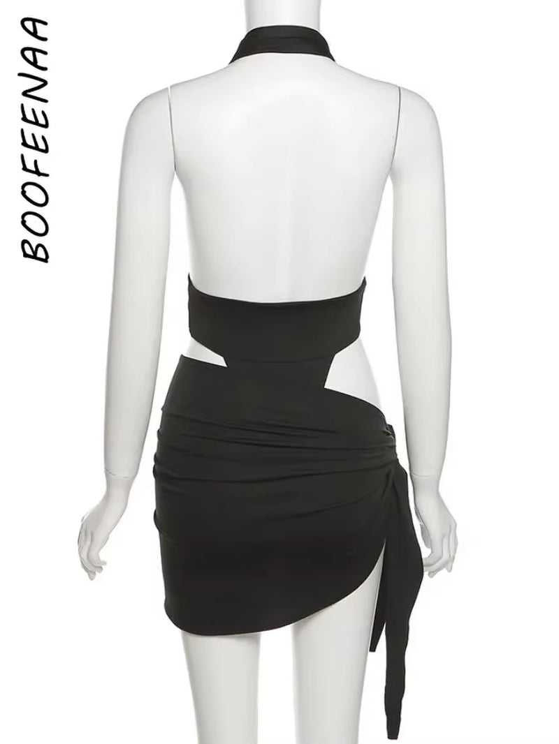 Sexy Two Piece Set Bodysuit Halter Top Skirt Matching Sets for Women Summer Beach Rave Club Outfits Dress Sets C83BD15