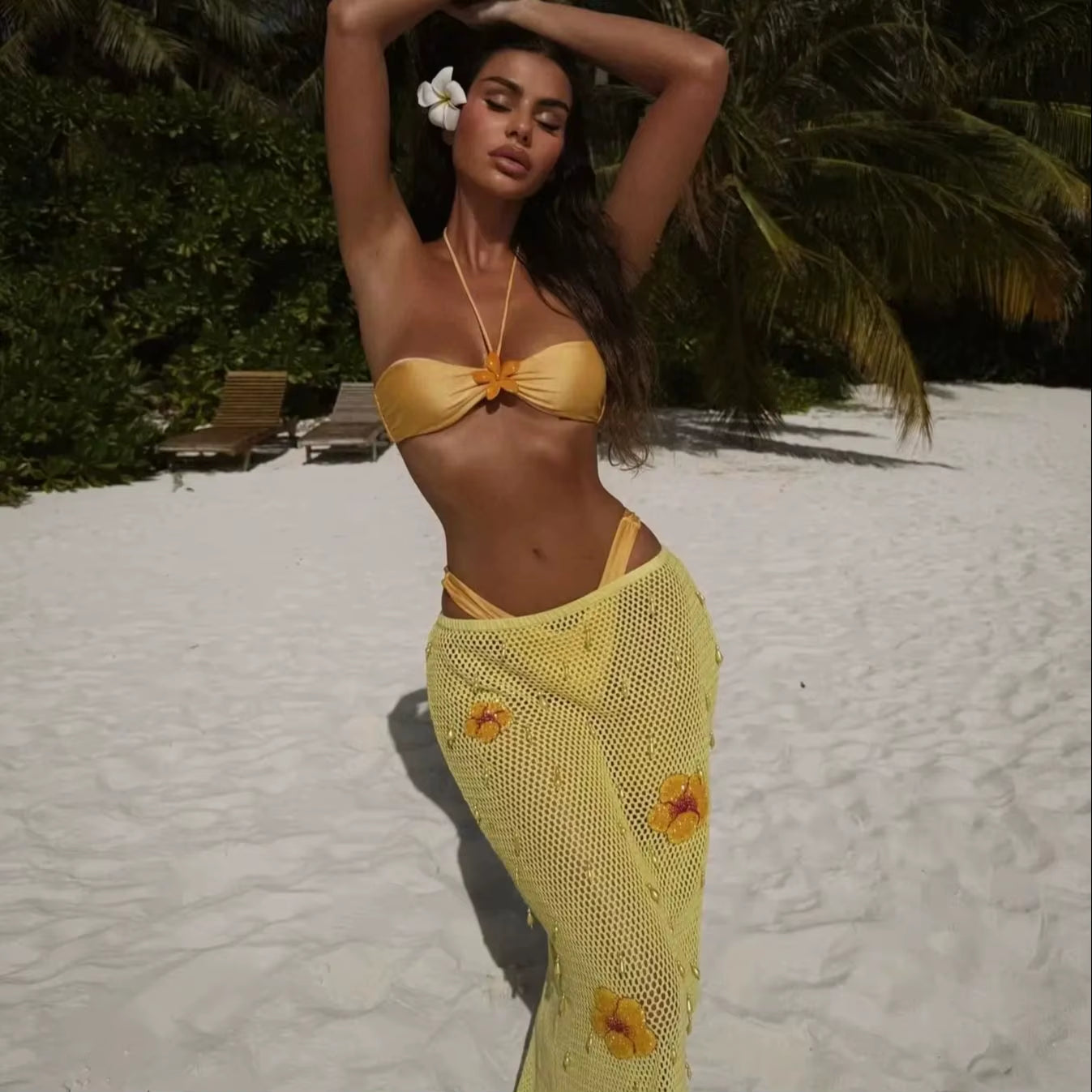 Sexy Swimsuit Bikini with Skirt Women Swimwear High Leg Swimwear Bathing Suit Beachwear Bandeau Biquini